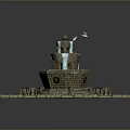 Multi Tiered Stone Fountain With Flowing Water White Doves And Benches On Pavement