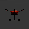 Red Hexacopter Drone With Six Propellers And Black Landing Gear