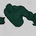 Green Hulk Character Wall Decor Featuring Bust and Fist Breaking Through Wall 3d model