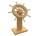 Vintage Wooden Steering Wheel Garden Ornaments With Base For Garden Decoration