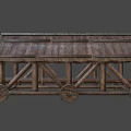 Ancient Wooden Siege Tower Vehicle With Historical Military Structure And Wheels