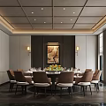 High End Modern Private Dining Room With Large Round Table And Elegant Interior Decoration