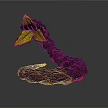 3D Model of Snake with Purple Scaled Body and Yellow Head Design