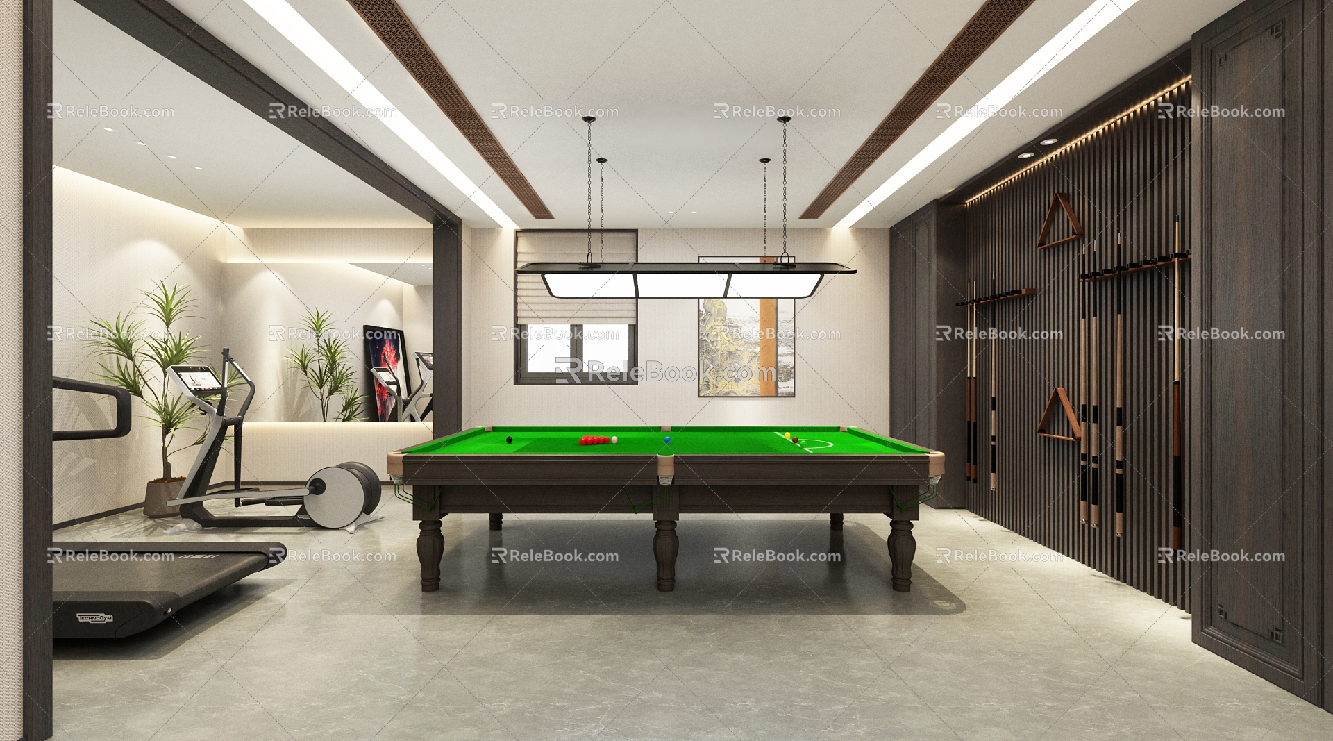 New Chinese Family Entertainment Room Billiards Hall Gym 3d model