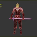 Bald Headed Game and Movie Character Wearing Red and White Armor Holding Long Sword