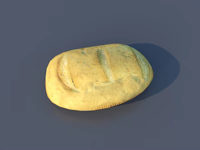 Fresh Yellow Bread With Sliced Lines On Surface And Gray Background 3d model