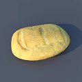 Fresh Yellow Bread With Sliced Lines On Surface And Gray Background