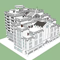Grand European Architecture With Cross Spire Arched Windows And Symmetrical Facade