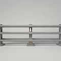 Modern Gray Metal Railings With Structural Horizontal Bars And Orange Base Supports