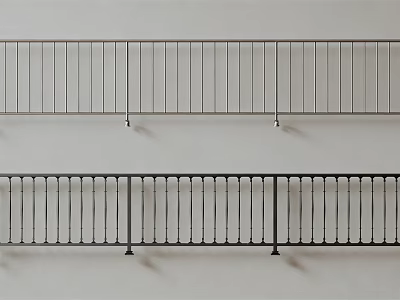 Sturdy Modern Metal Railings With Vertical Bars For Indoor Outdoor Areas 3d model