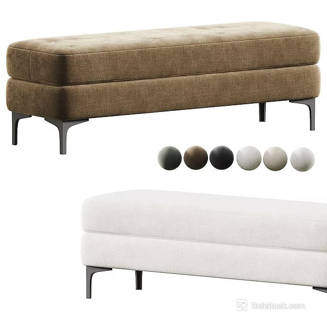 Upholstered Sofa Bench With Metal Legs And Multiple Color Options 3d model 