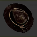 Brown Leather Western Style Hat With Rope Knot And Tassel Decorations