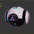 Space Exploration Spherical Device With White Black Shell Blue Lights Three Circular Sensors And Hatch 3d model