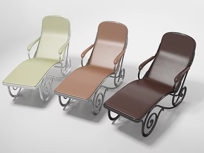 Comfortable Outdoor Lounge Chairs With Three Different Colors And Metal Frames 3d model