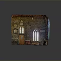 Detailed Church Model With Brick Walls Wooden Door Arched Windows And Stained Glass