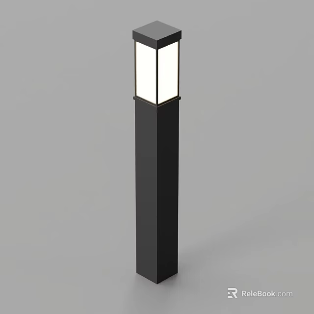 Outdoor Pillar Light with Black Body and White Illuminated Top Design 3d model 