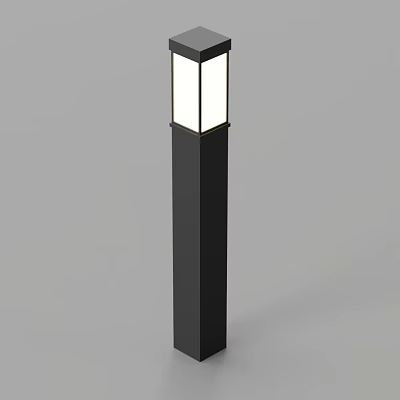Outdoor Pillar Light with Black Body and White Illuminated Top Design 3d model