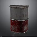 Rusty Metal Barrel Featuring Silver Top Red Bottom Peeling Paint And Stained Surface 3d model