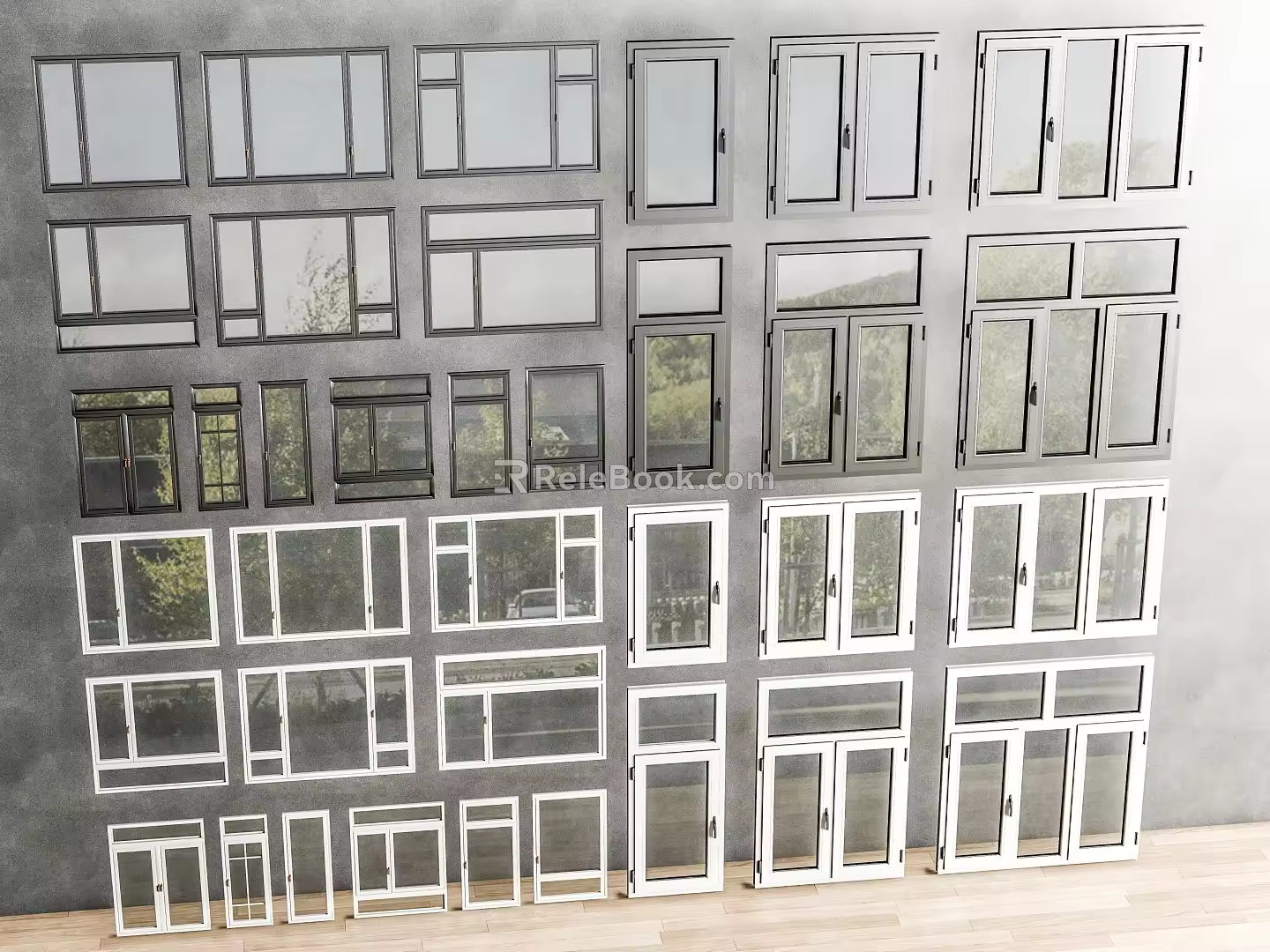 Modern window combination window glass window floor-to-ceiling window balcony window bay window bedroom window casement window door and window stainless steel sliding window 3d model