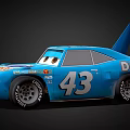 Blue Animated Race Car With Number 43 Dynaco Logo And Rear Wing