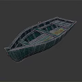 Vintage Green Wooden Boat With Weathered Planks On Dark Background