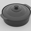 Black Cooking Pot As Kitchen Appliance With Open Lid Containing Meat Lime And Chili Ingredients