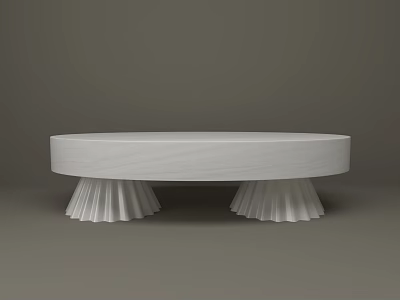 Round White Coffee Table With Sculpted Pleated Base And Sleek Surface 3d model