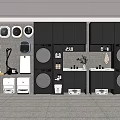 Modern Laundry Room With Gray Cabinets Washing Machines And Cleaning Appliances
