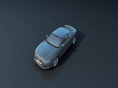 Sleek Silver Car Coupe With Modern Sporty Design And Alloy Wheels Top View 3d model