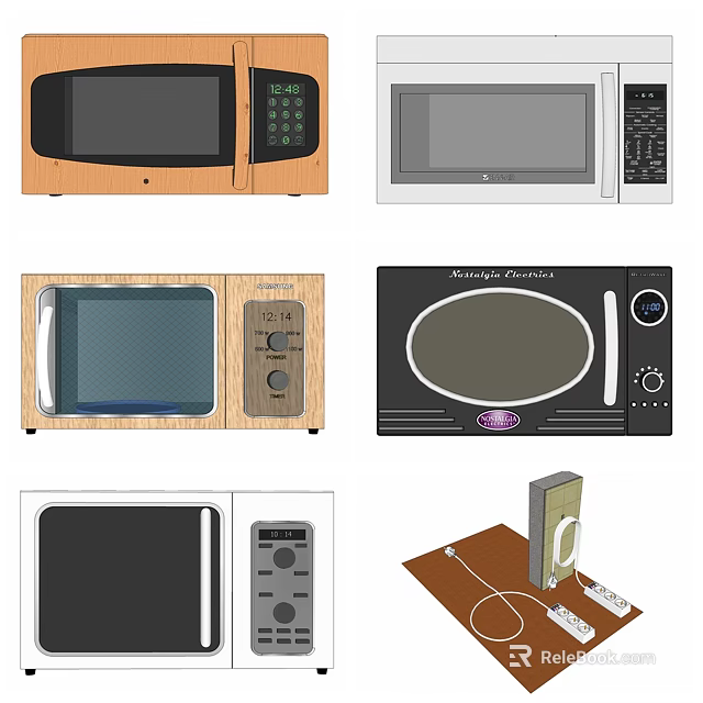 Various Stylish Microwaves With Different Designs As Essential Kitchen Appliances 3d model 