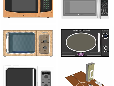Various Stylish Microwaves With Different Designs As Essential Kitchen Appliances 3d model