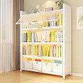 White Multi Tiered Bookcase With Colorful Books Decorative Items And Storage Boxes