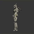 Mechanical Sci Fi Game Movie Character Featuring White Gray Armor Yellow Accents And Intricate Design
