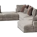 Modern Sectional Sofa With Comfortable Pillows And Neutral Upholstery In Living Room Layout 3d model