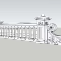 Ornate Decorative Fence With Pillars Spherical Tops Balusters And Intricate Patterns 3d model