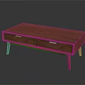 Wooden Coffee Table With Two Drawers And Slim Legs Minimalist Design