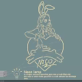 Decorative Neon Lamp With Bunny Ears Woman Holding Heart Shaped Object And NELCO Text