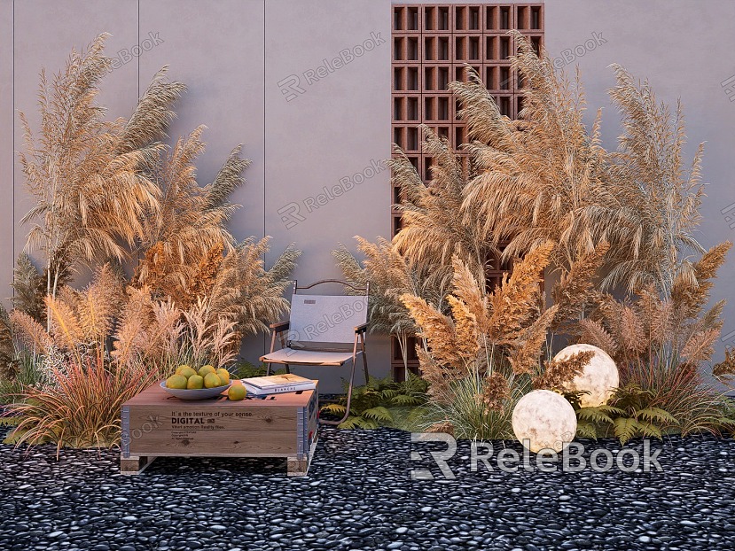 Phragmites australis plant combination wheat ear flowers and plants Pennisetum moon light plant pile model