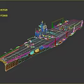 Military Aircraft Carrier Warship Featuring Large Flight Deck And Naval Vessel Design