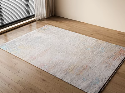 Square Area Rug With Light Tones On Wooden Floor Near Window 3d model