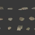 Natural Stone and Wood Material Samples in Various Shapes and Textures