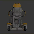 Advanced Computerized Multi Legged Robot with Metallic Yellow Gray Mechanical Industrial Design