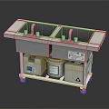 Mobile Double Basin Sink with Storage Containers and Wheels for Medical Use