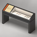 Black Display Cabinet Shelf With Glass Top And Information Panel For Exhibits