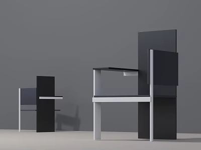 Modern Leisure Chair Design With Geometric Structure And Black White Minimalist Frame 3d model