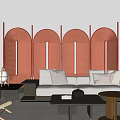 Modern sofa coffee table combination art screen 3d model