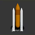 Detailed Space Rocket Model With Orange Nose Cone And White Body