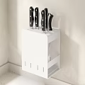 Black Kitchen Knife Block With Knives Chopsticks And Cutting Board On Light Countertop