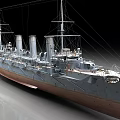 Vintage Warship Model Featuring Multiple Funnels Masts And Detailed Hull Design 3d model