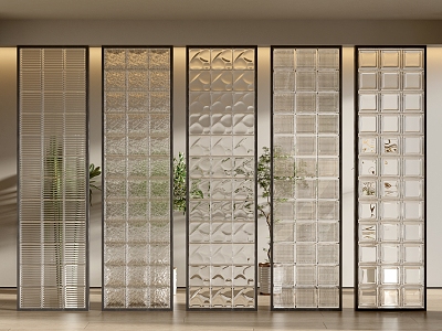 Art glass partition glass brick porch glass partition 3d model